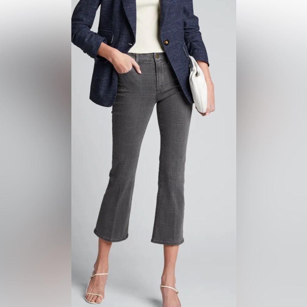 Frame Le Crop Mini Boot in washed grey plaid -Size 25